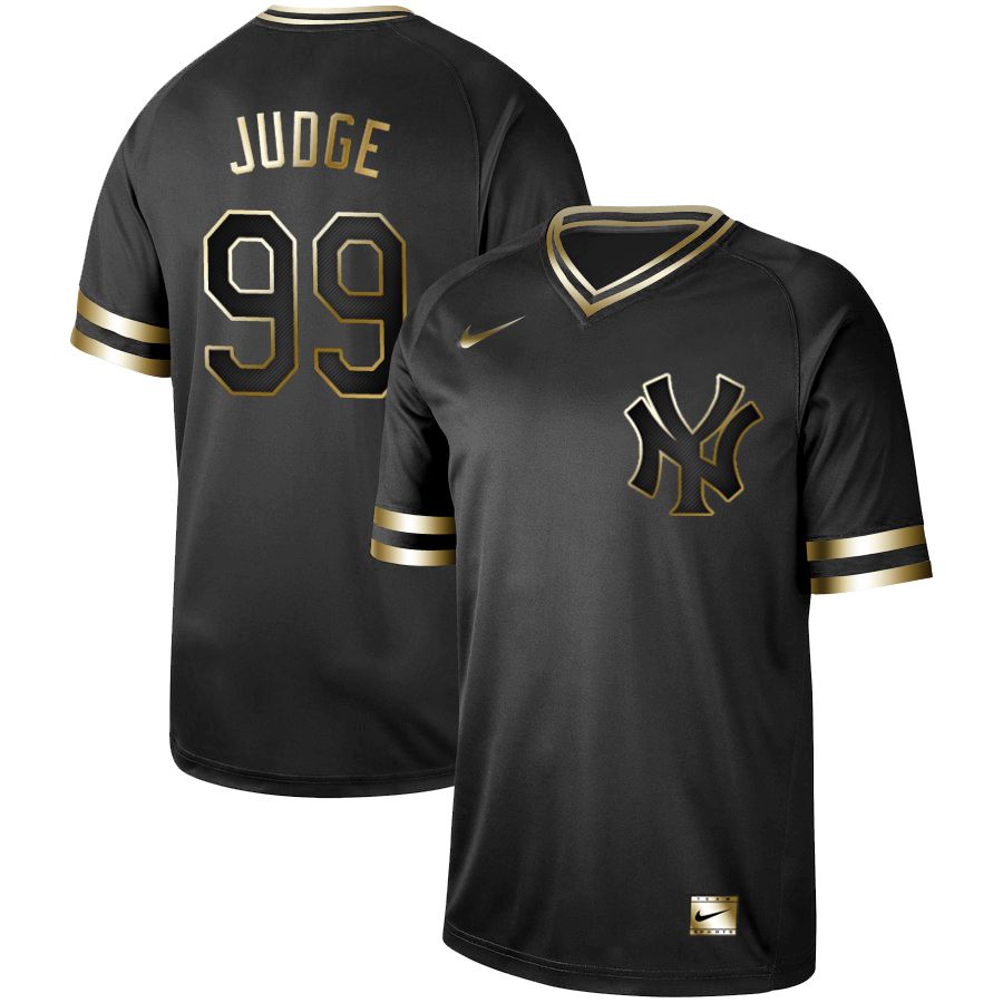 Men New York Yankees 99 Judge Nike Black Gold MLB Jerseys